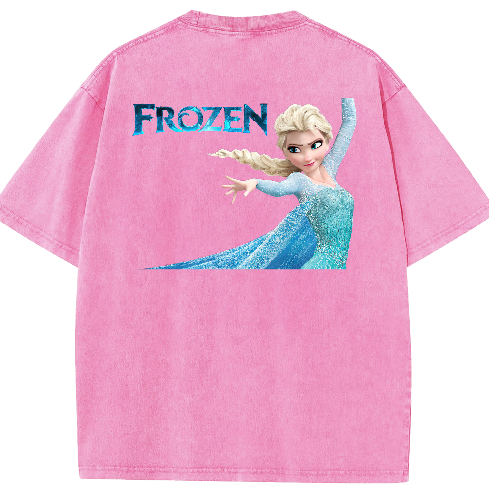（画像用） アナと雪の女王 アンナ エルサ Frozen Anna Elsa 綿100% ヴィンテージ風 半袖Tシャツ（背面プリント）